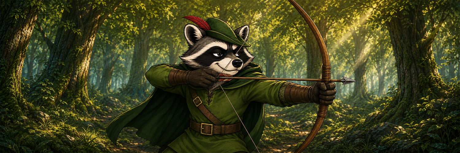 Jimothy Hood drawing his bow in Sherwood Forest